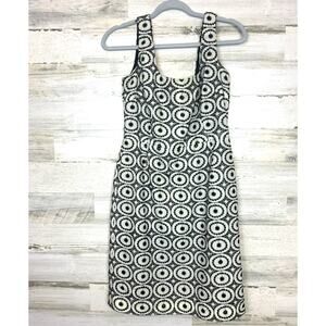Shani women's 6 black white sleeveless embroidered midi boho dress a line